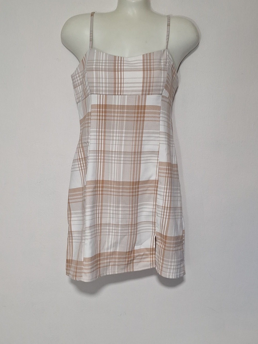 Aeropostale Sun Summer Beige and White Plaid Mini Dress